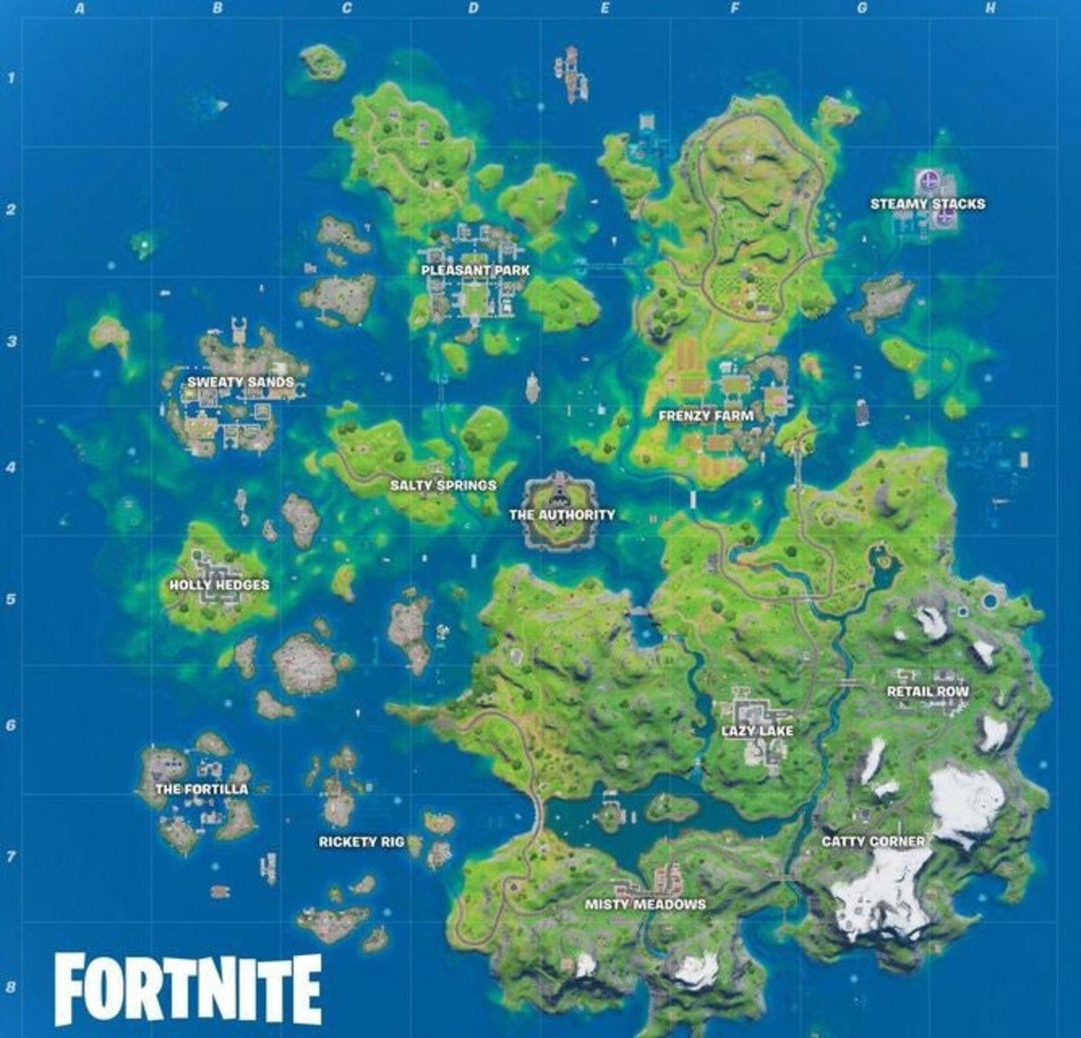 El mapa de la isla en la temporada 3 de Fortnite.