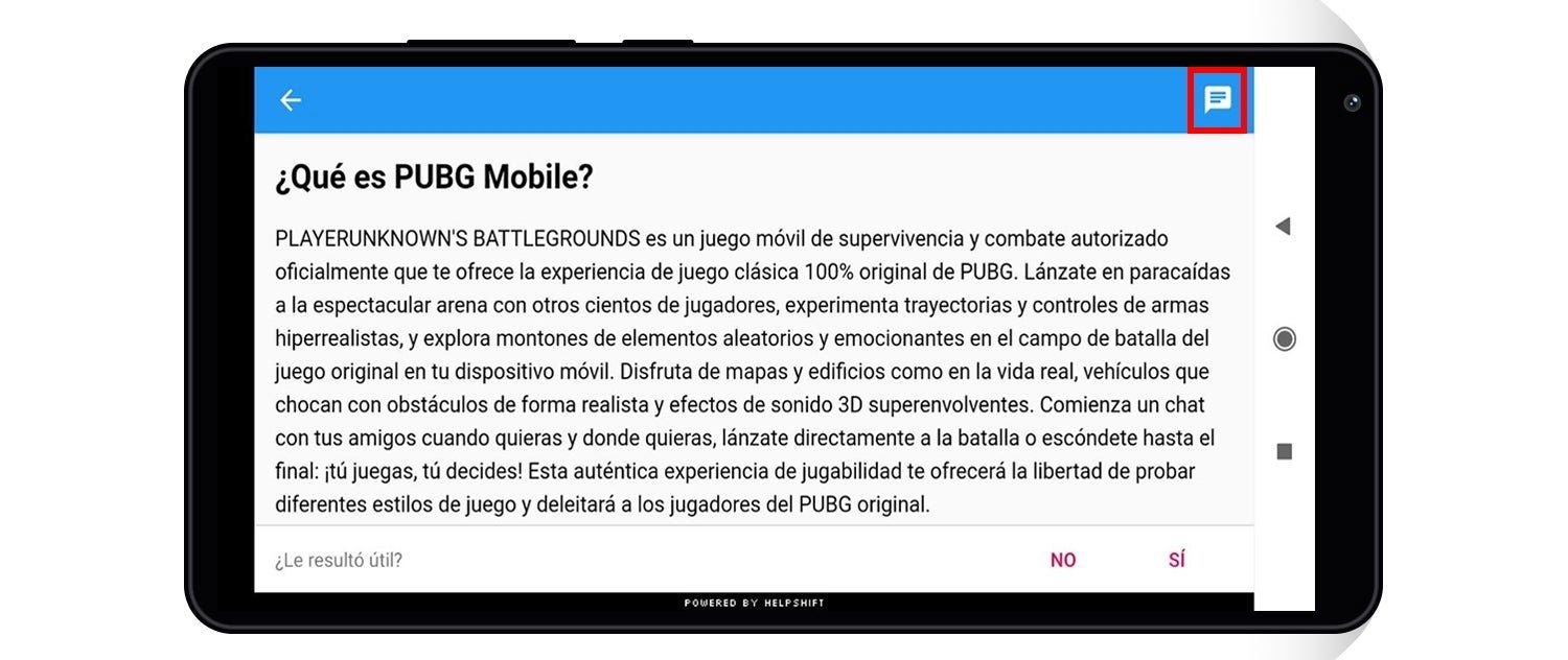 El botón Chat te permite iniciar una conversación con el asistente