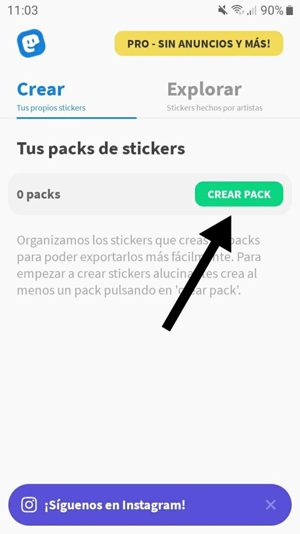Puedes crear diferentes packs de stickers en Stickery.