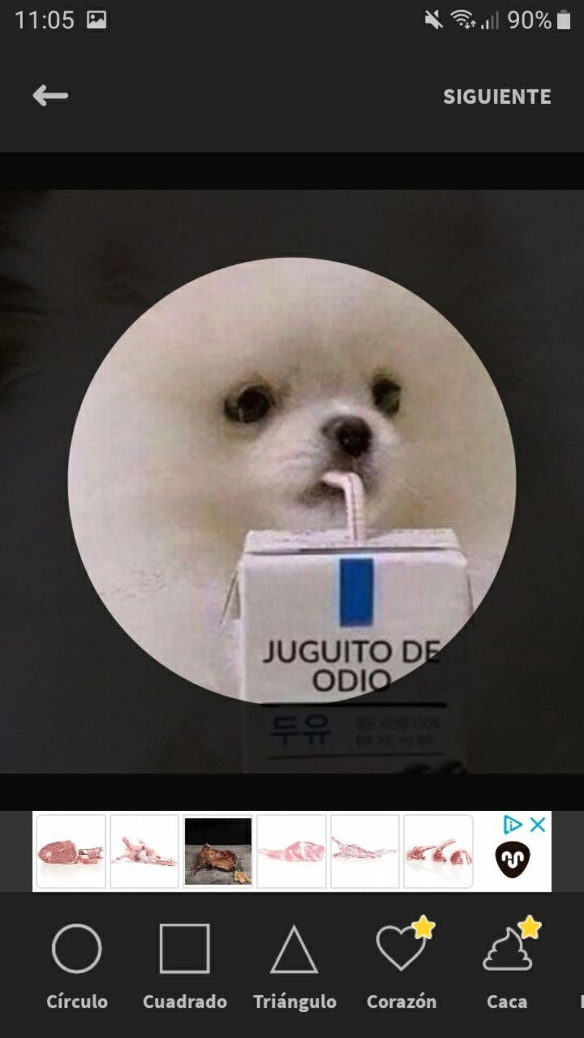 Círculo, cuadrado y triángulo son las formas gratuitas en Stickery.