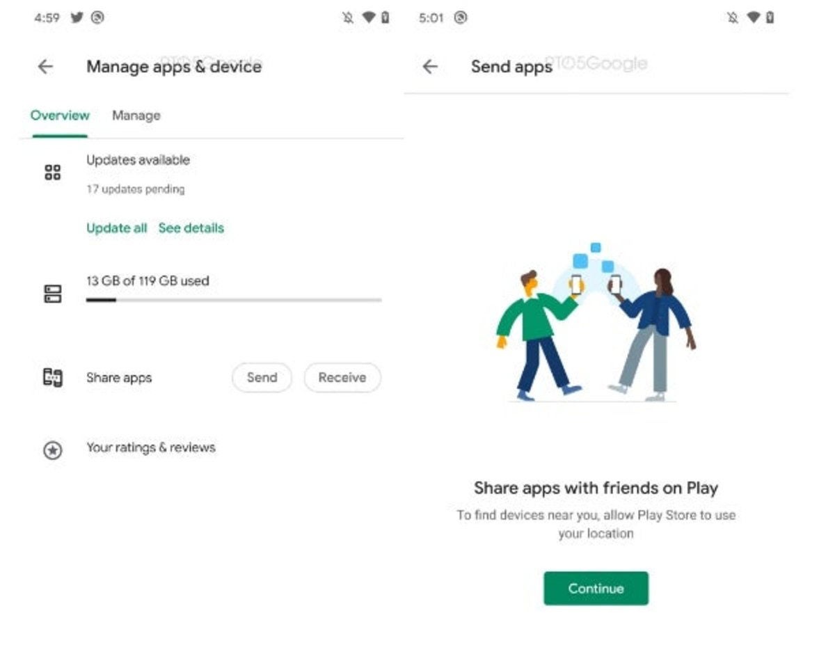 Google Play Store trabaja en una función con la que compartir apps.