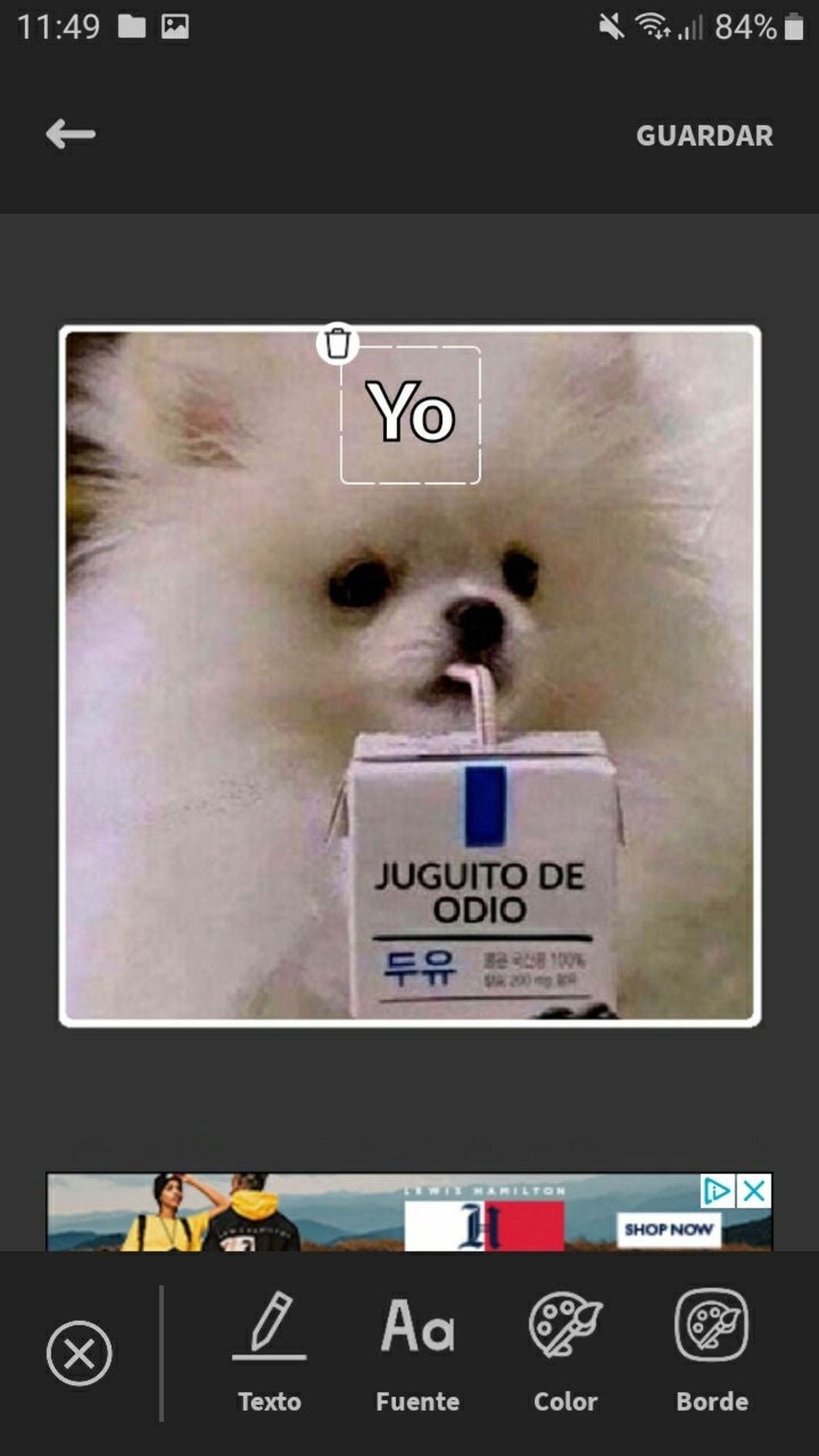 Puedes jugar con el texto a la hora de editar tu sticker para Telegram.