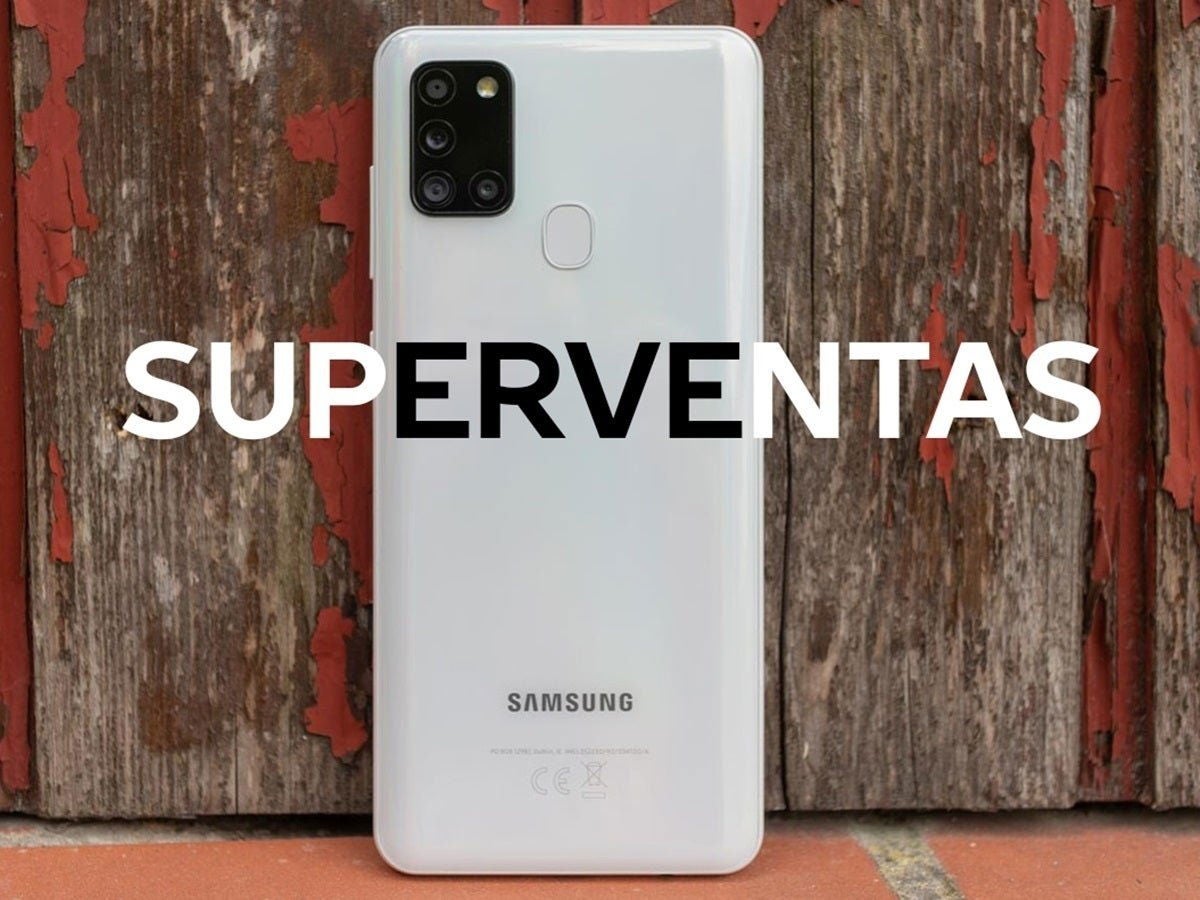 La trasera de un auténtico superventas, el Galaxy A21s, con su módulo cuádruple y el lector dactilar.