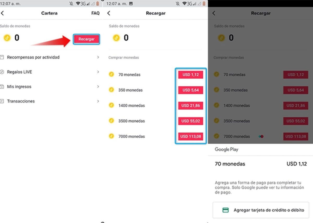 Estos son los pasos a seguir para recargar saldo en tu monedero de TikTok