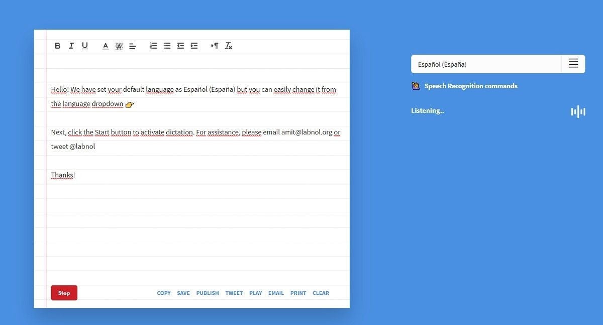 Dictation es una de las webs más avanzadas para transcribir texto.