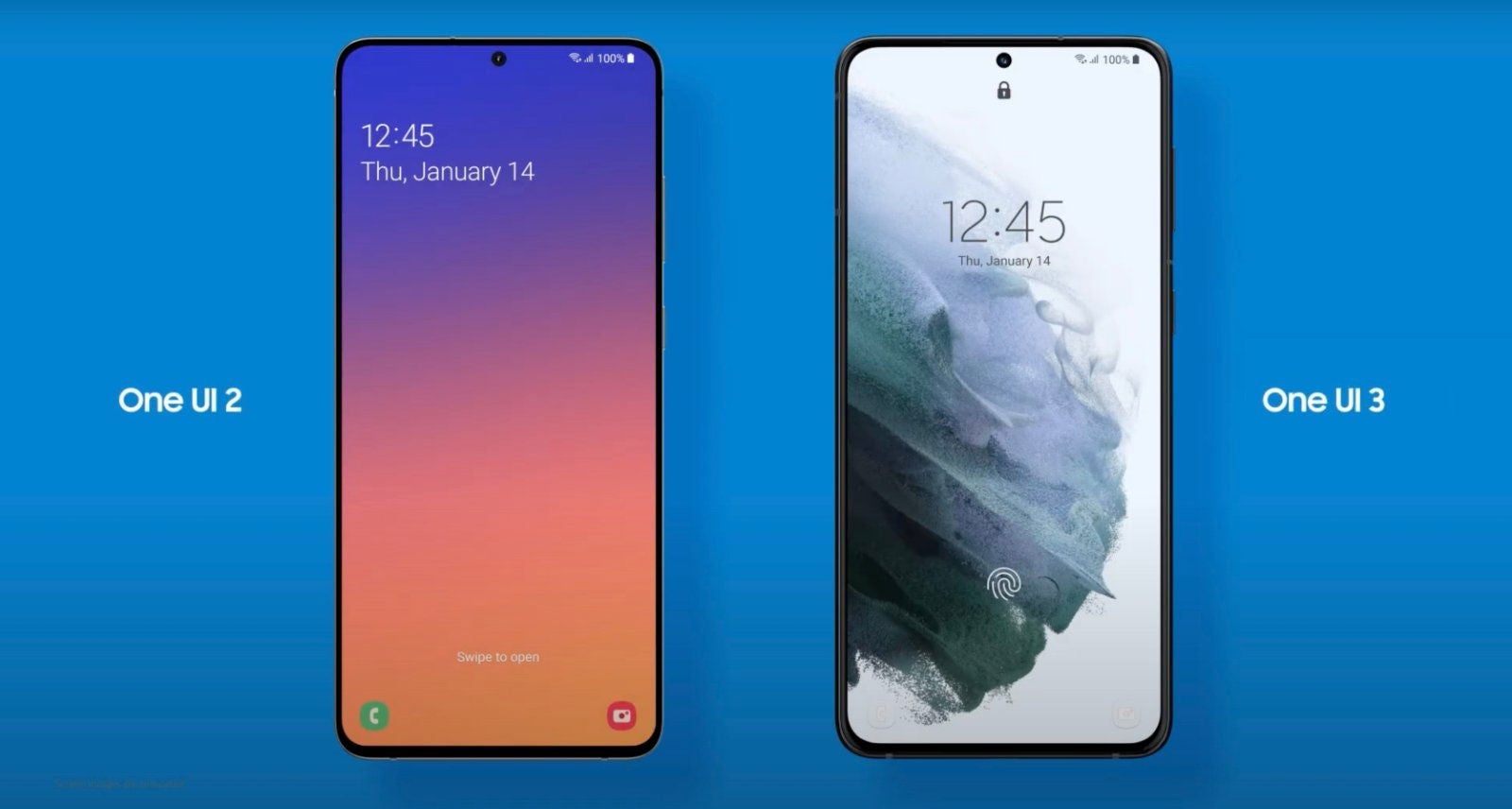 La pantalla de bloqueo de One UI 2 frente a la de One UI 3.