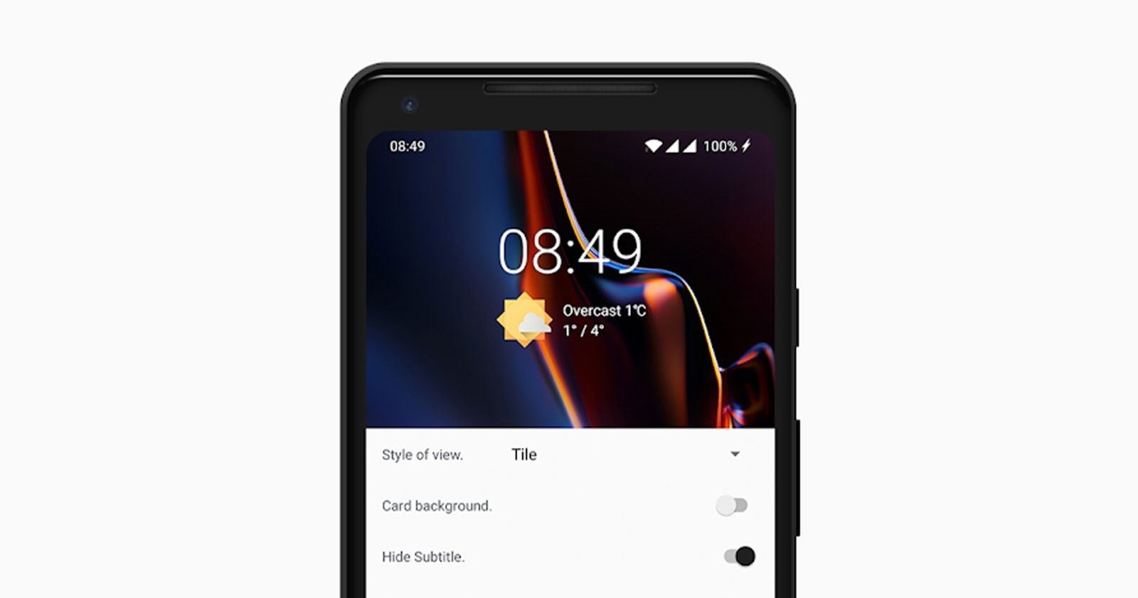 El widget de Geometric Weather.