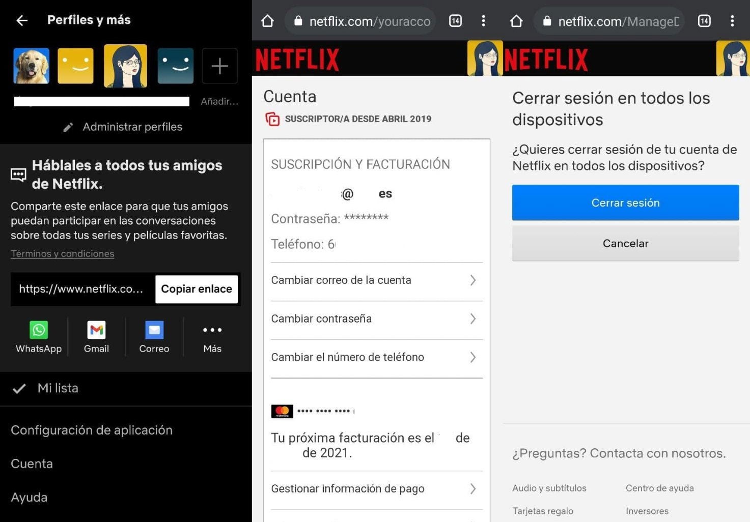 Entra al apartado de "Cuenta" para controlar qué dispositivos están conectados a Netflix