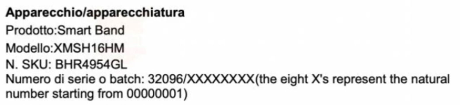 Certificación de la Xiaomi Mi Band 6 con NFC en Italia