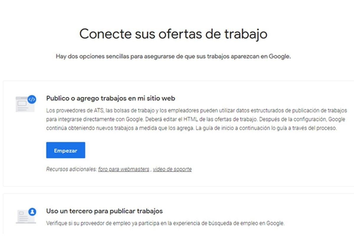 Google Empleo: conecte sus ofertas de trabajo