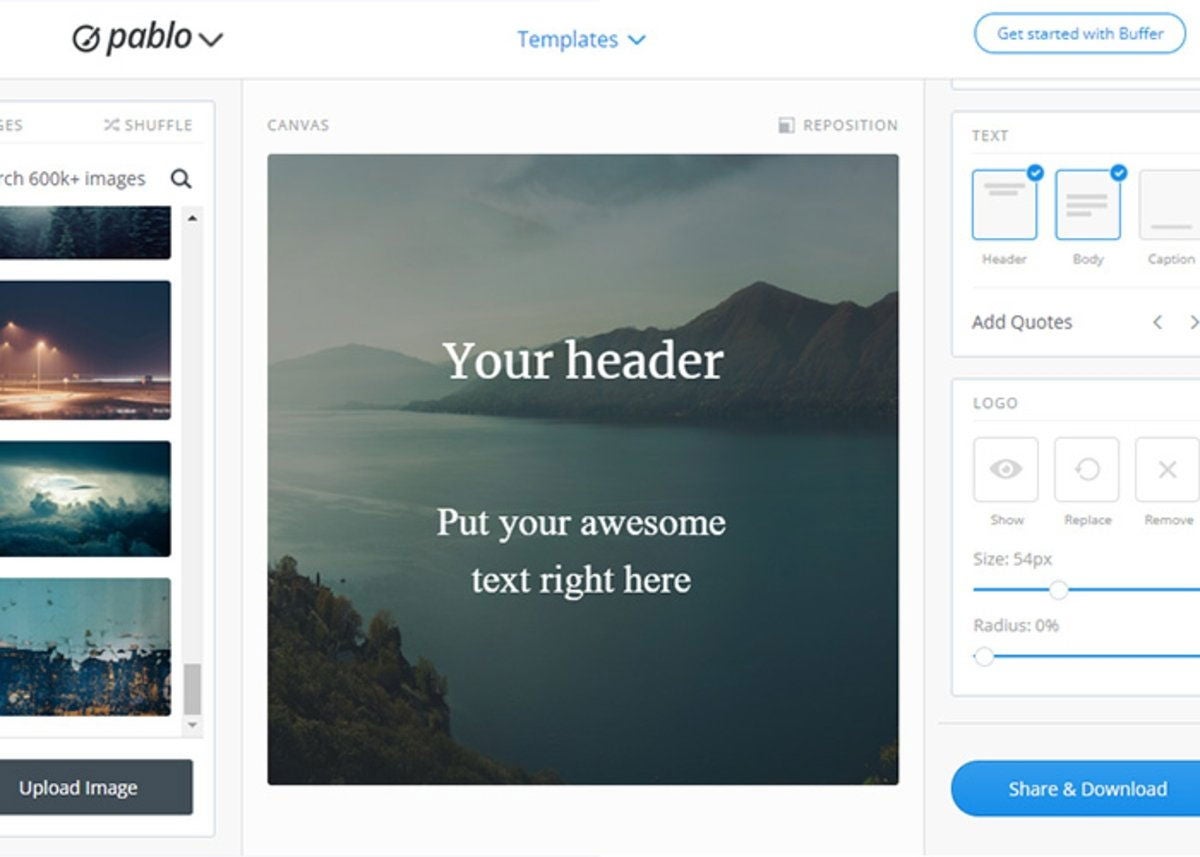 Pablo.buffe: plantillas y efectos similares a Canva