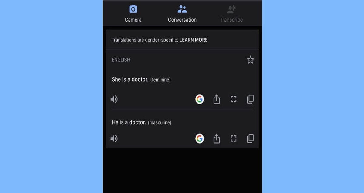 Así funciona la nueva característica de traducciones específicas de género en la app del Traductor de Google para iOS