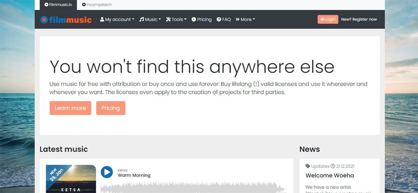 Web Filmmusic para descargar música libre
