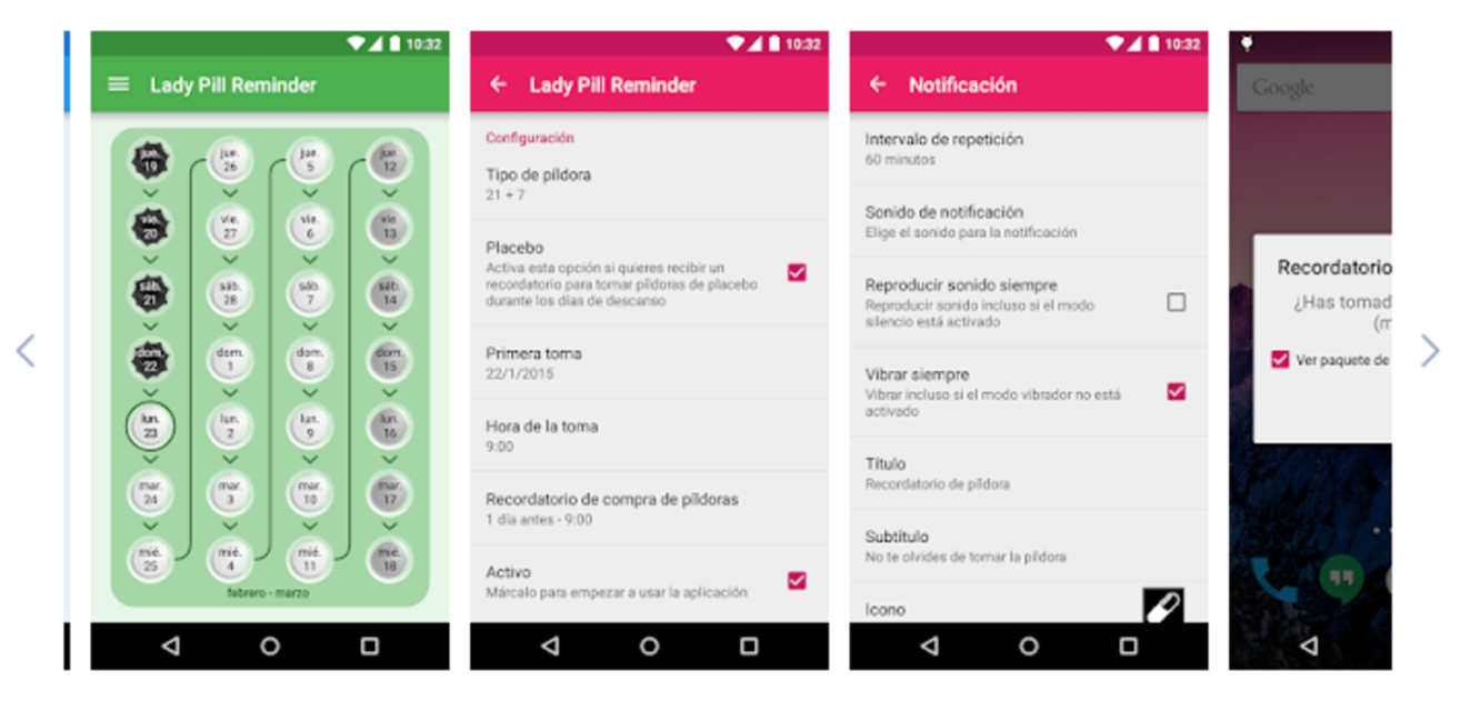 Lady Pill Reminder es una app de recordatorio de medicamentos para la píldora anticonceptiva.