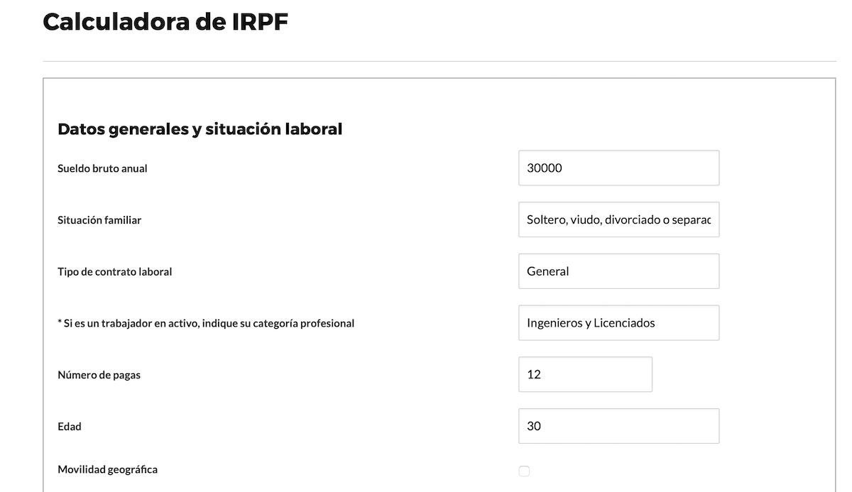 Calcular.pro es una de las opciones web para cálculo de IRPF más completa.
