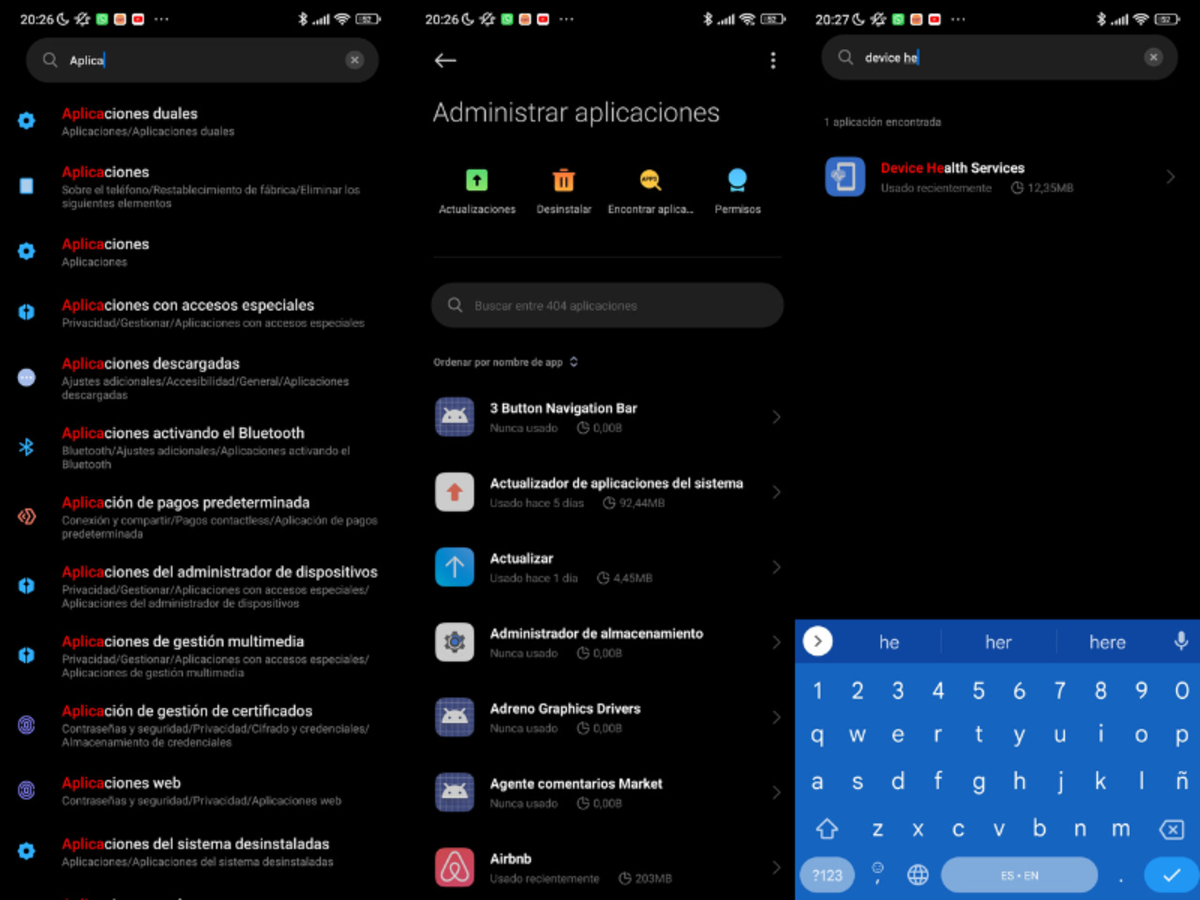 En las imágenes, se muestra Device Health Services en Miui 13