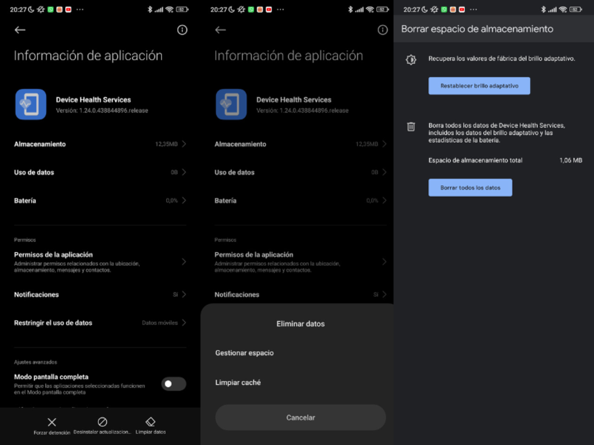 En la imagen, se restablece el brillo adaptable en Miui 13