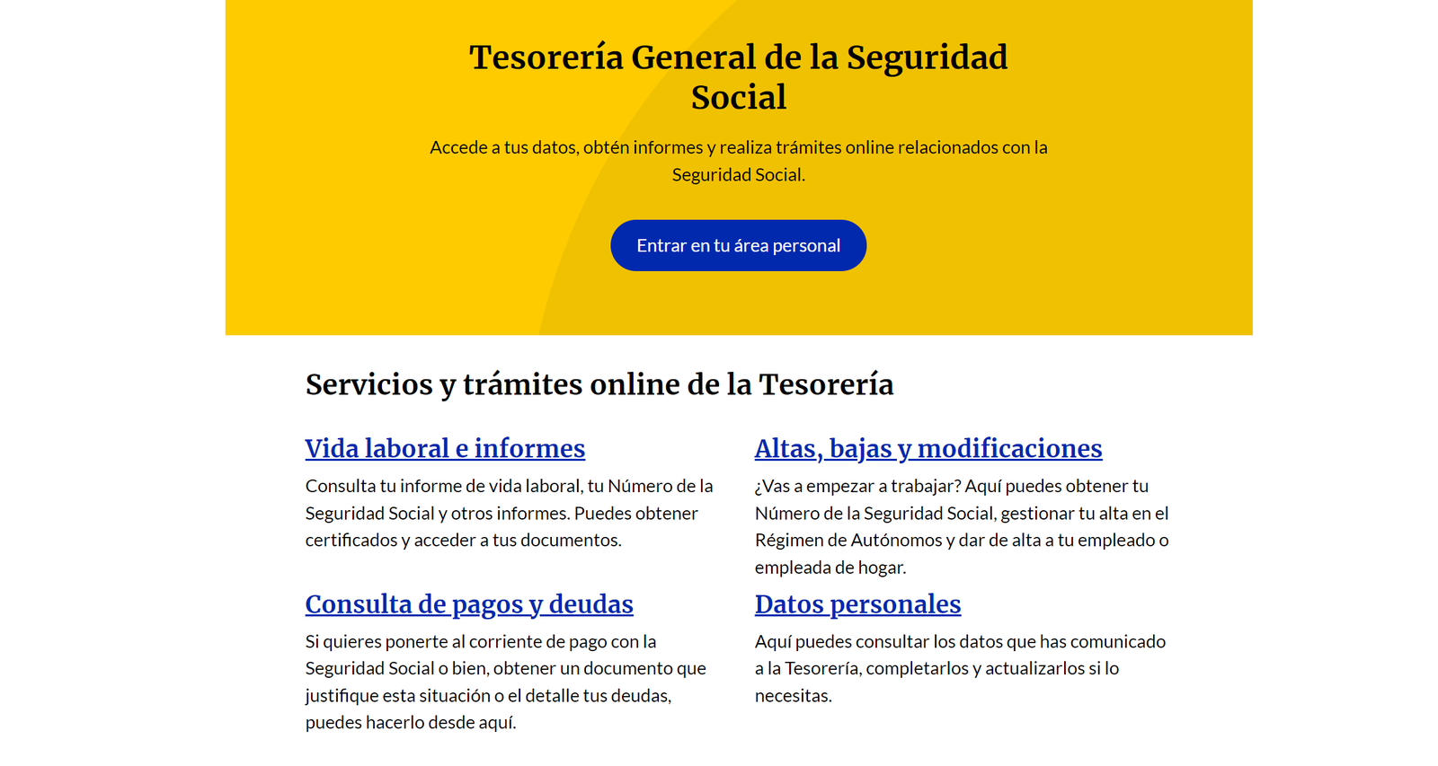 Este es el portal de acceso a "Import@ss" nuestra área personal en la Seguridad Social