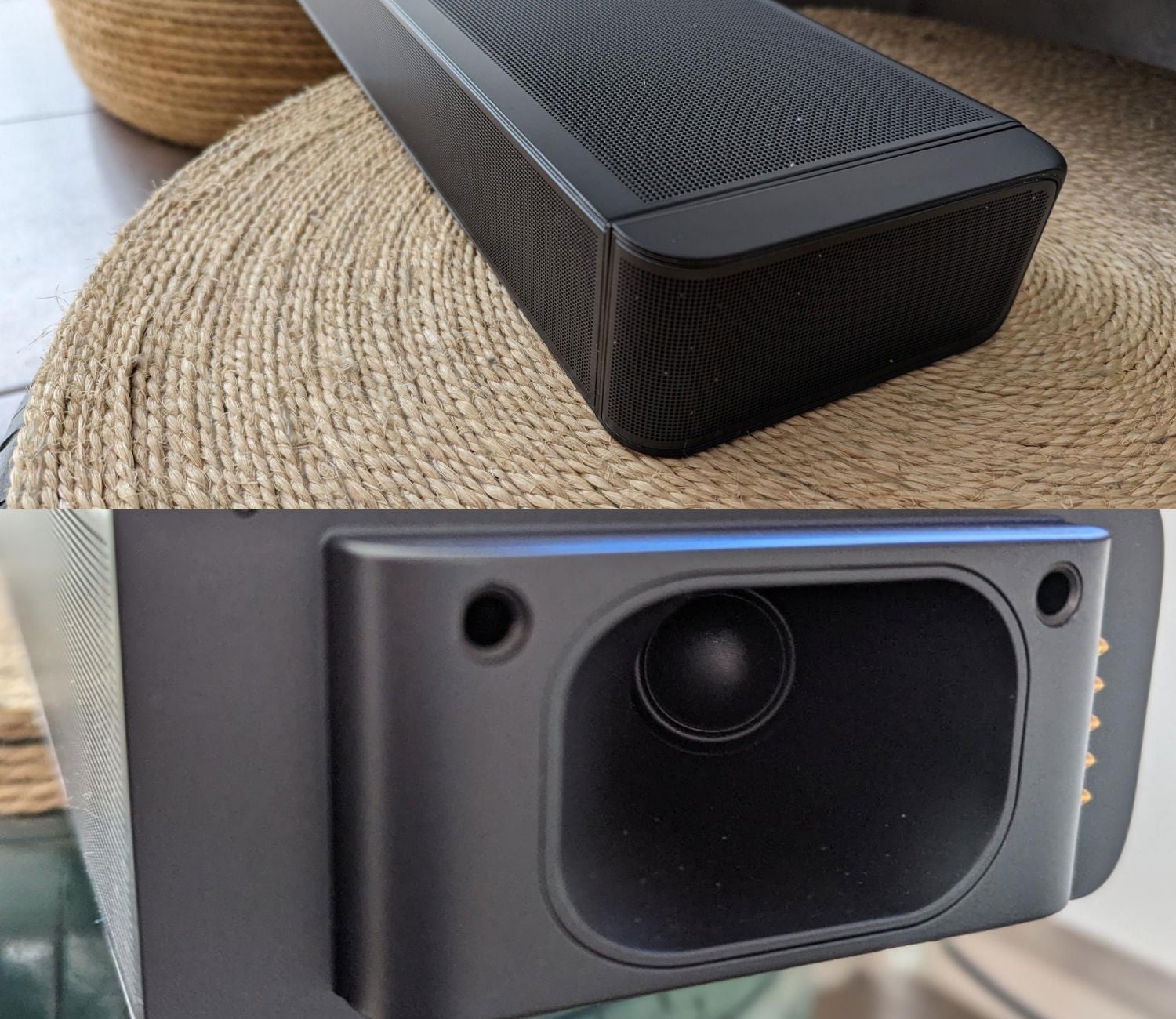 Cuando desacoplamos los altavoces traseros podremos ocultar el espacio con una tapas imantadas incluidas