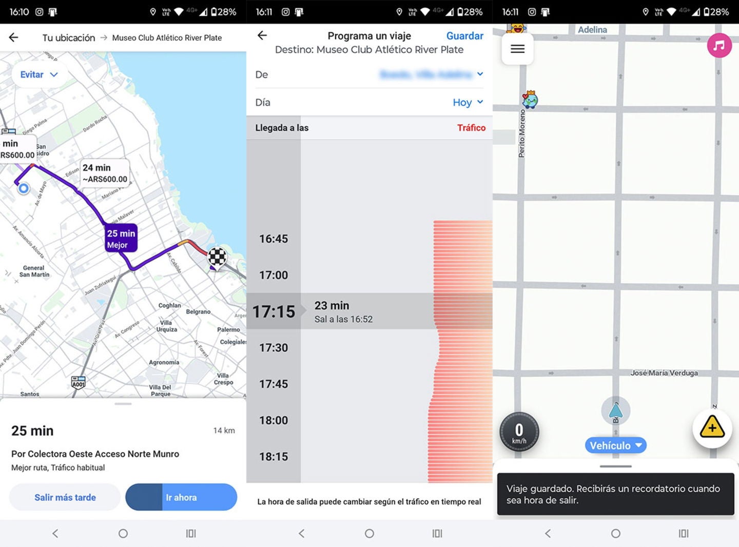 Waze no ofrece ninguna función para descargar mapas y rutas en el móvil