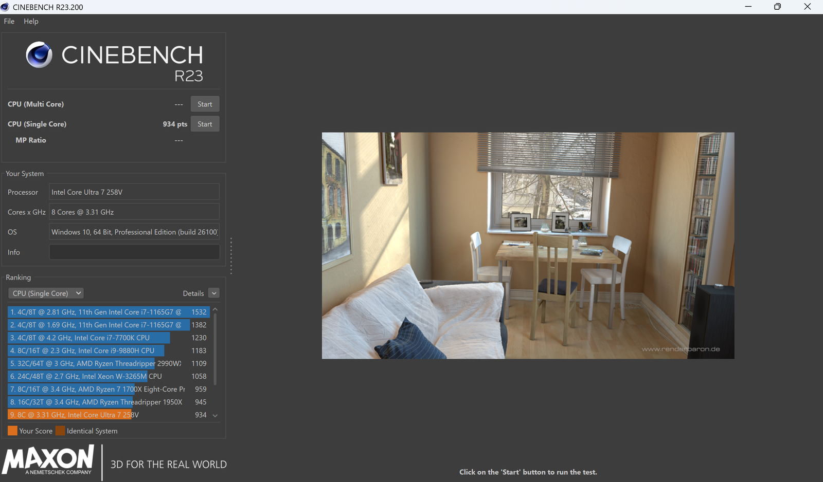 Estas son las puntuaciones mono núcleo obtenidas en Cinebech R23 por el ASUS Expertbook P5