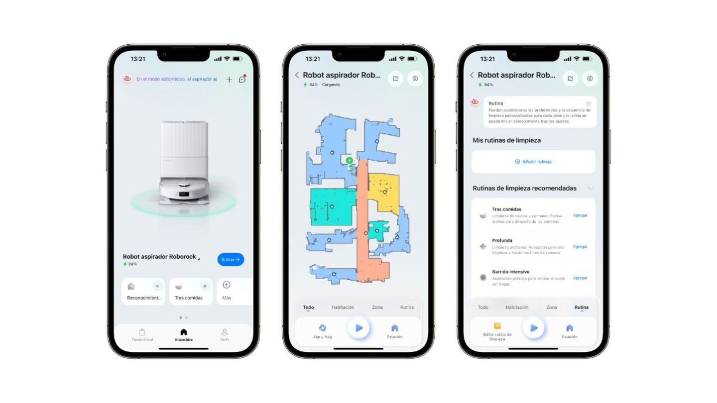 App de Roborock para teléfono. Desde ella se controla todo lo relacionado con sus productos. Durante la limpieza, el robot aspirador crear un mapa de la casa y divide las estancias para que se puedan limpiar de manera independiente | Jesús Quesada