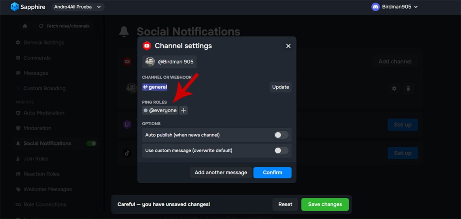 Ping Roles Cómo configurar notificaciones automáticas de redes sociales en Discord ...