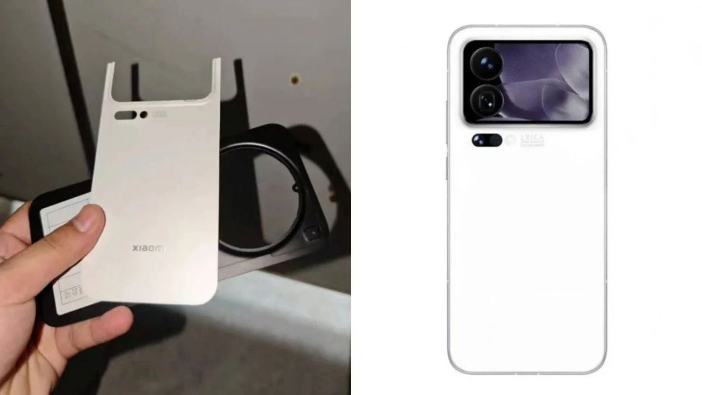 A la izquierda la imagen filtrada de la parte trasera del Xiaomi 16 Pro Max y a al derecha un render elaborado a partir de ella