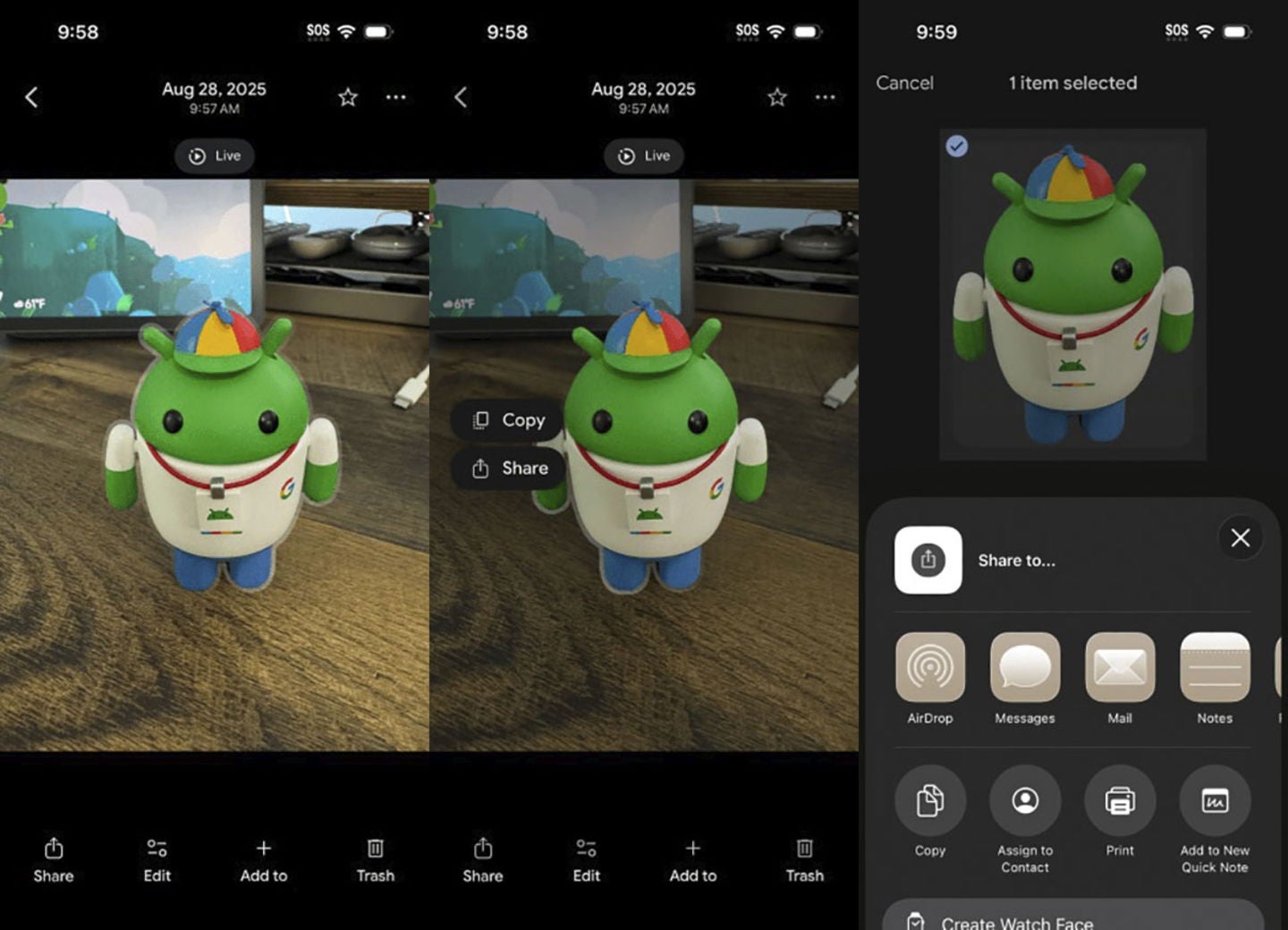 Solo basta con mantener presionado el objeto para que Google Fotos elimine el fondo de forma automática