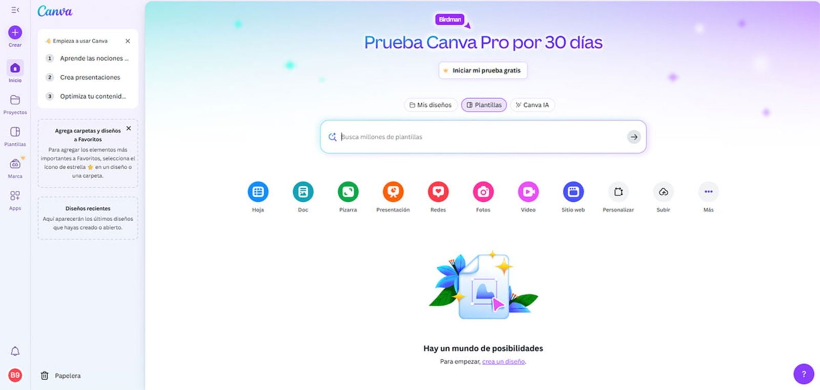 Con Canva gratis puedes editar imágenes, acceder a una infinidad de plantillas y utilizar herramientas de IA