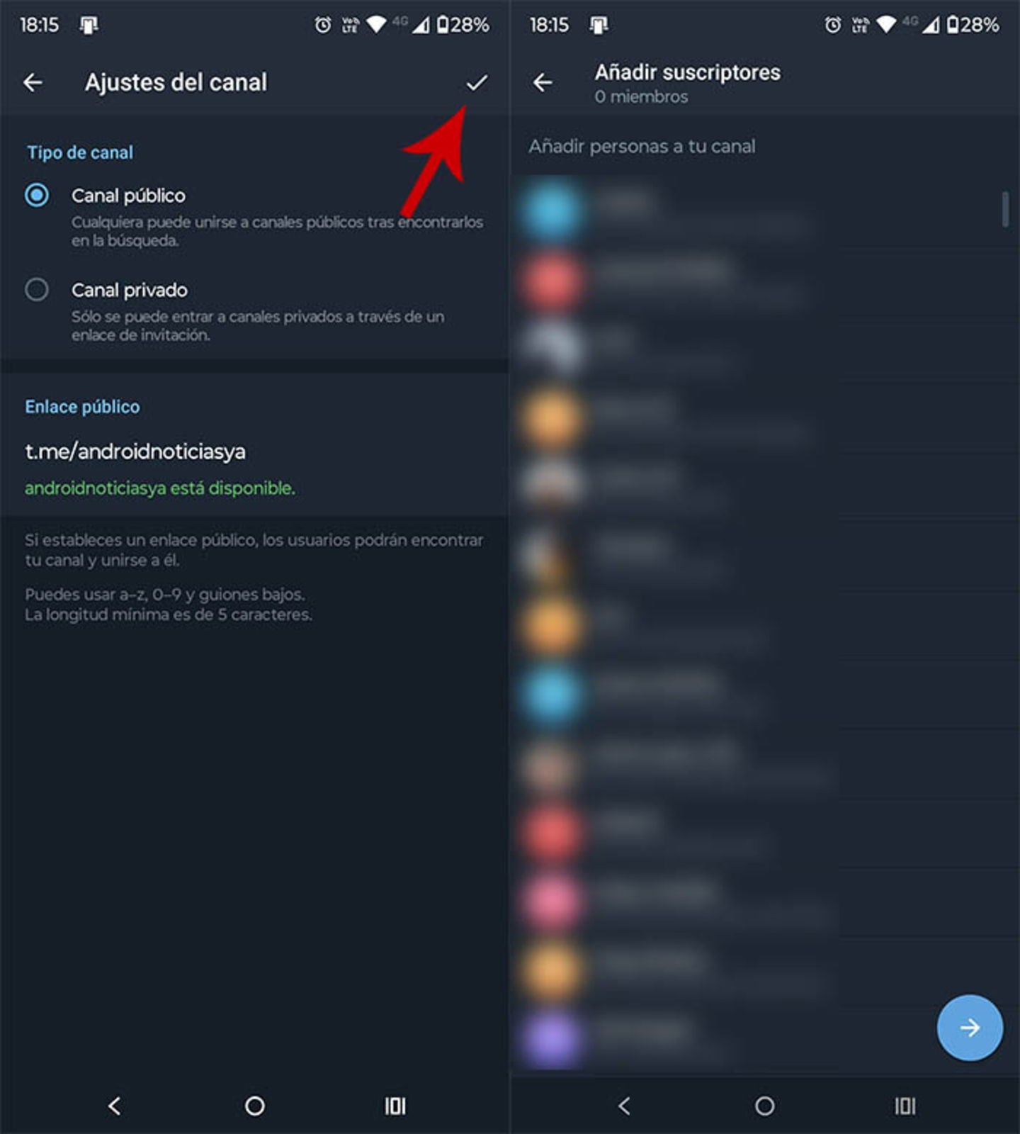Si el canal es público, solo podrán unirse si compartes el enlace