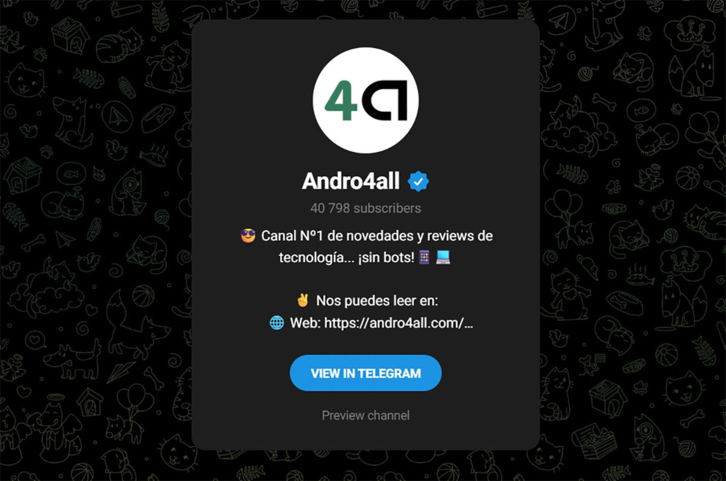 Todas las publicaciones que se realicen en el canal de Telegram de Andro4All son realizadas por el propio equipo editorial (nada de bots)