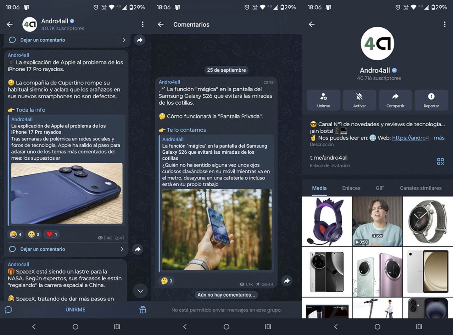 En los canales de Telegram solo pueden publicar los administradores