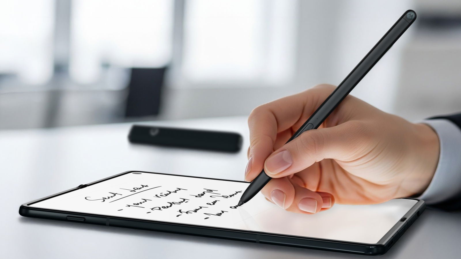 El moto pen ultra es compatible tanto con las tablets de la marca, como con su nuevo smartphone plegable "tipo libro"