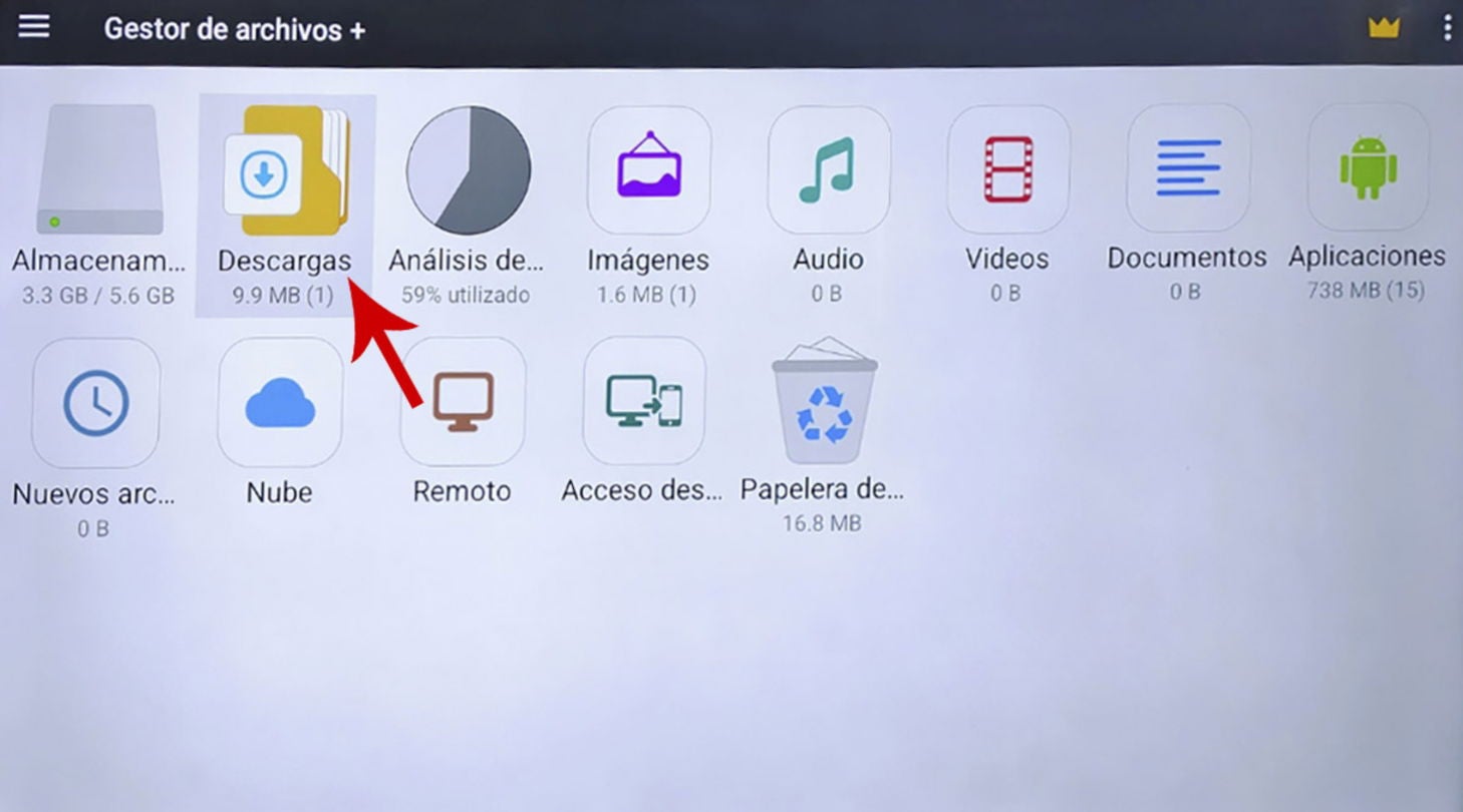 Las apps en formato APK se almacenan en la carpeta "Descargas" de Android TV