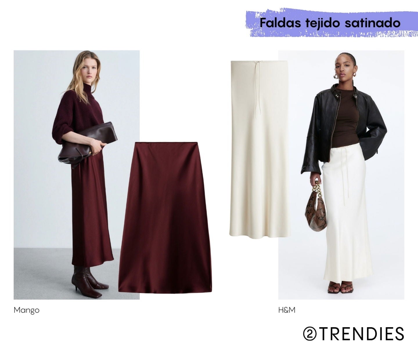 Faldas primavera/verano 2025 : Tejido satinado