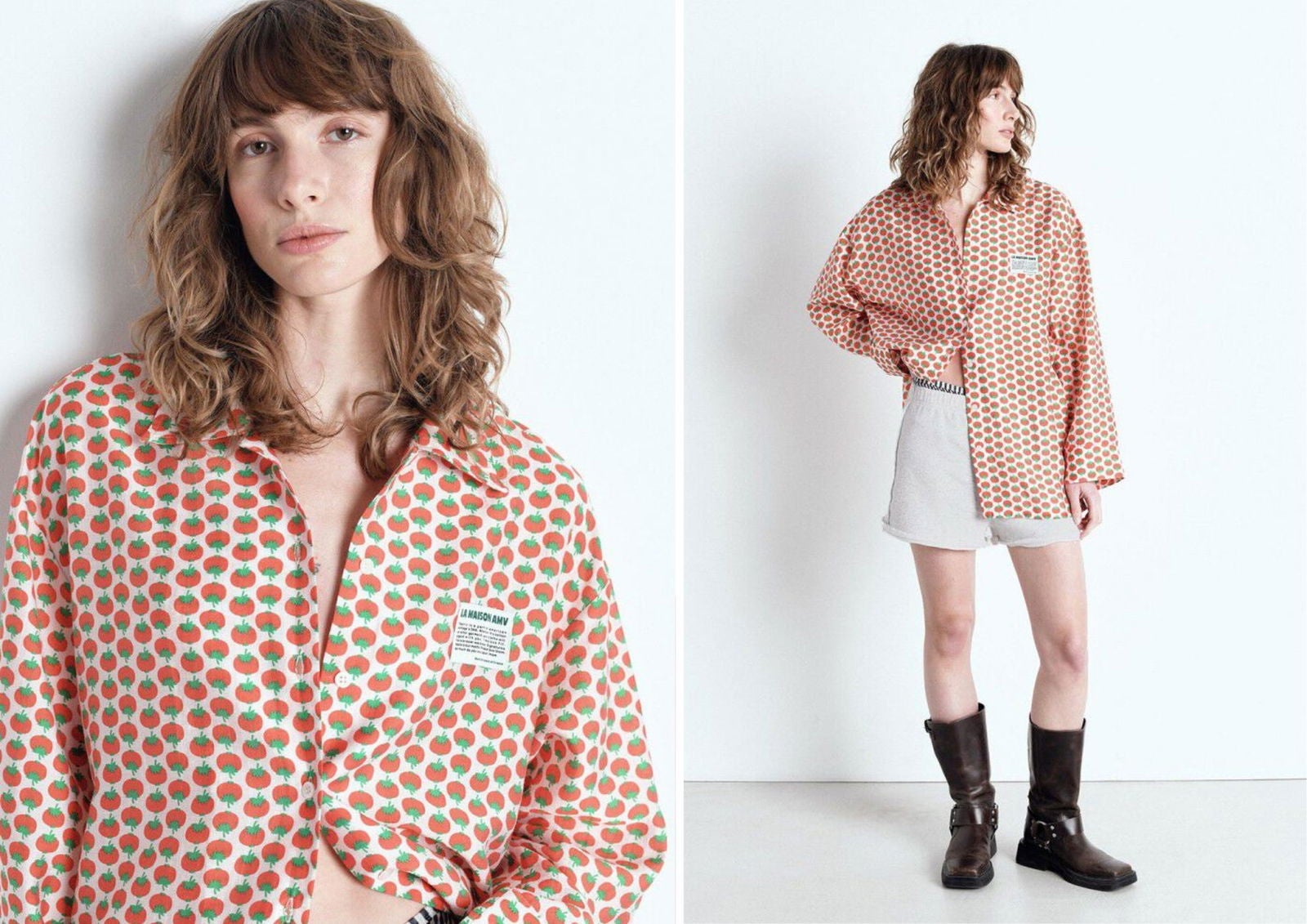 Camisa de tomates con el mismo print viral del pantalón (125€) | Vía American Vintage