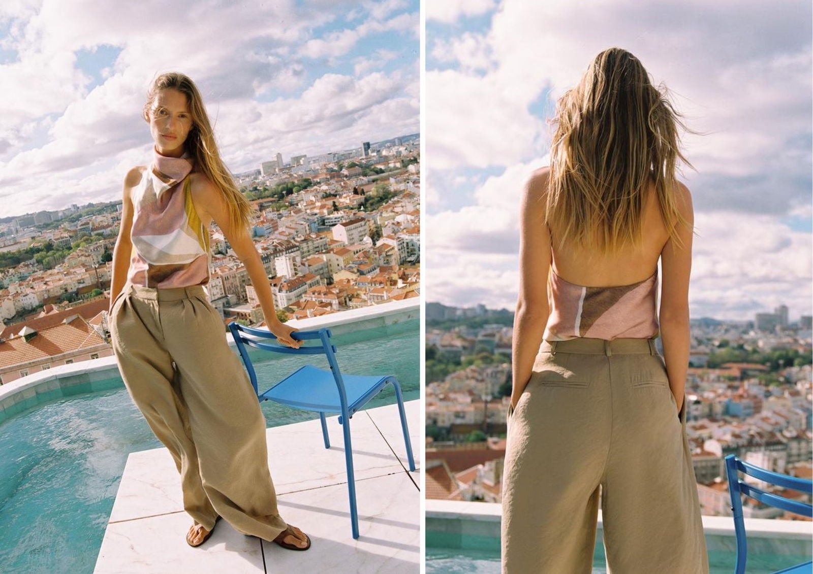 Top escote halter con estampado geométrico | ZARA (22,95€)