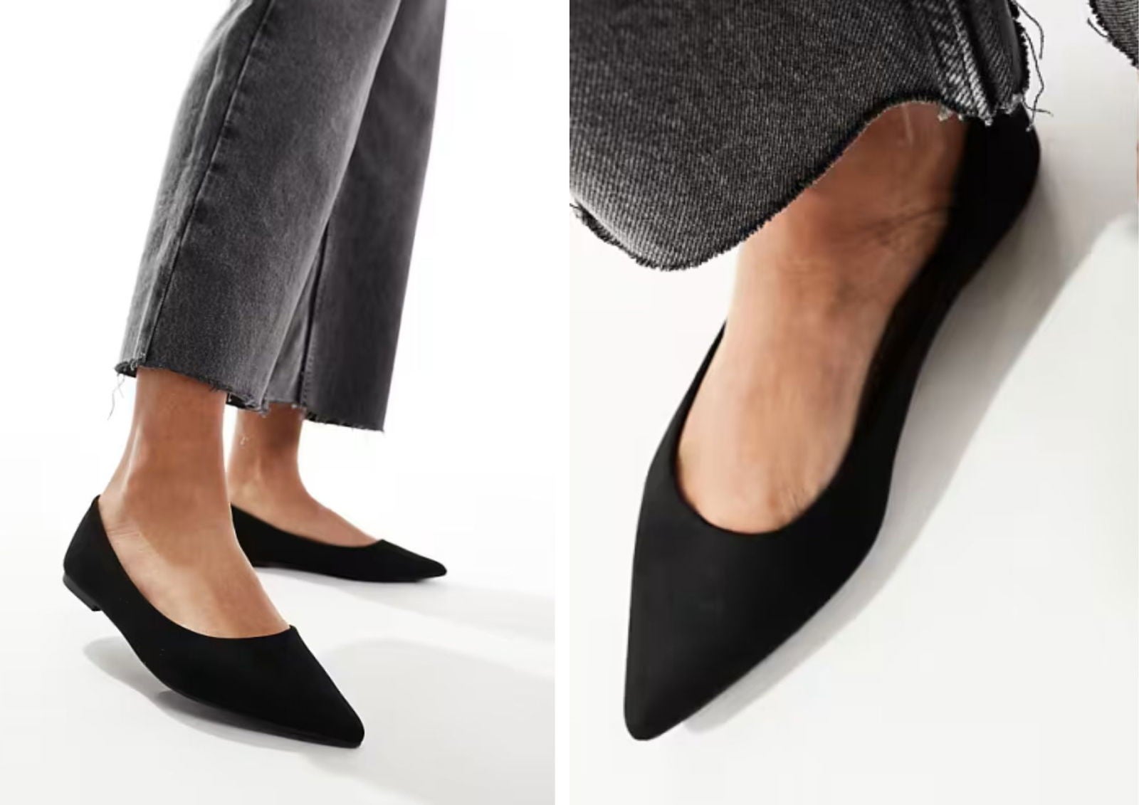 Bailarinas negras de antelina con puntera fina (19,99€) | ASOS DESIGN