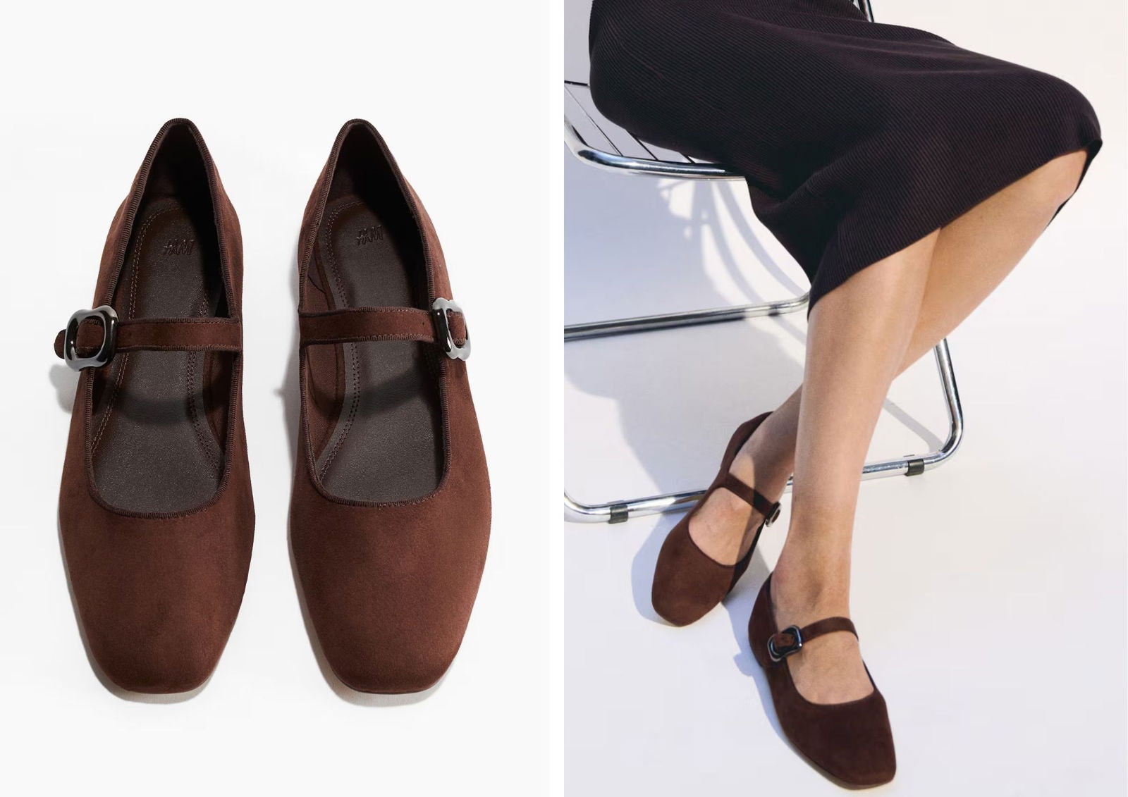 Bailarinas estilo merceditas en marrón oscuro (24,99€) | H&amp;M
