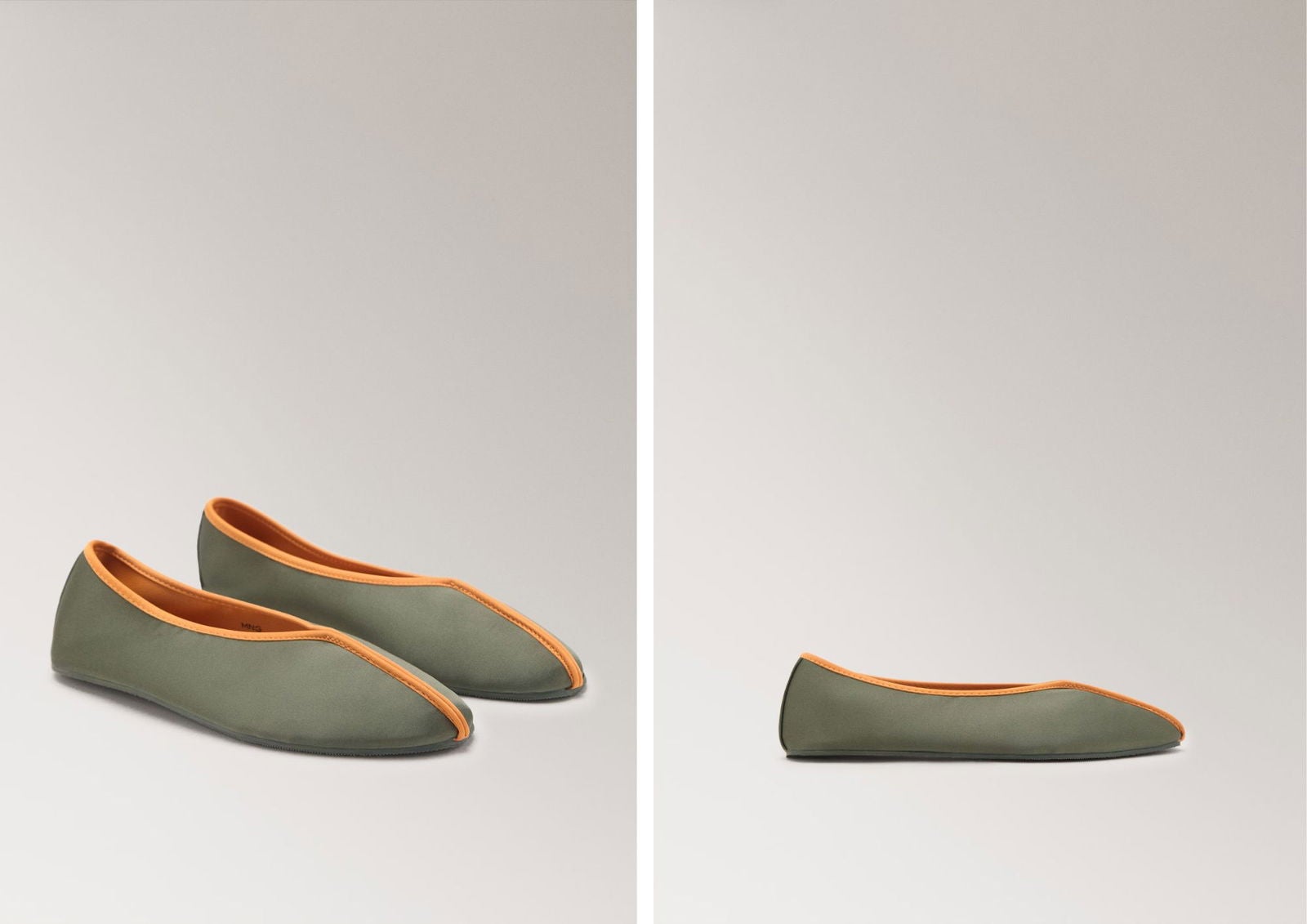 Bailarinas satinadas bicolor en verde y naranja (29,99€) | Mango