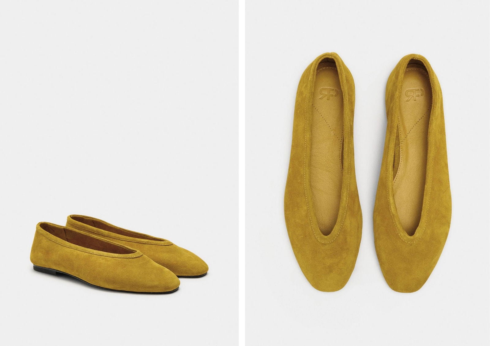 Bailarinas de piel en color mostaza con plantilla acolchada (39,99€) | Parfois