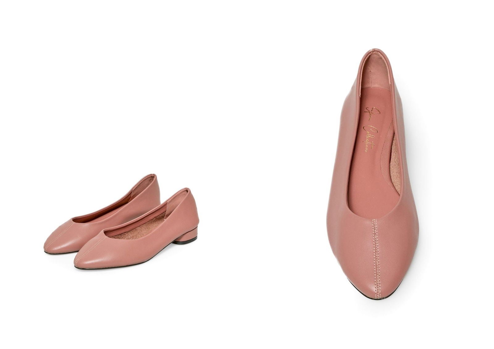 Bailarinas de piel en rosa con tacón bajo (25,99€) | Sfera