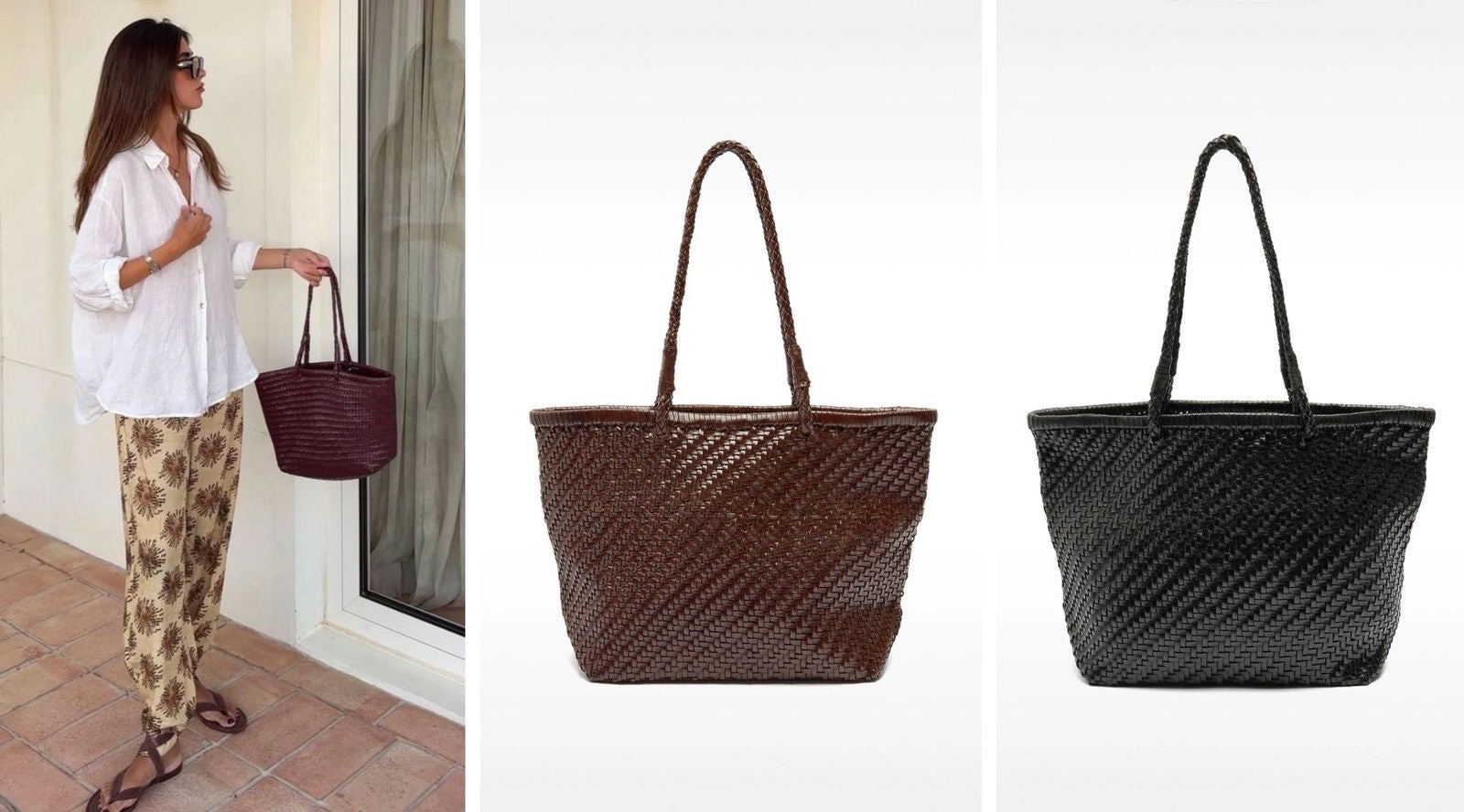 Mery Turiel con bolso trenzado en burdeos, un modelo que ahora está disponible en marrón y negro (99,99€) | Parfois