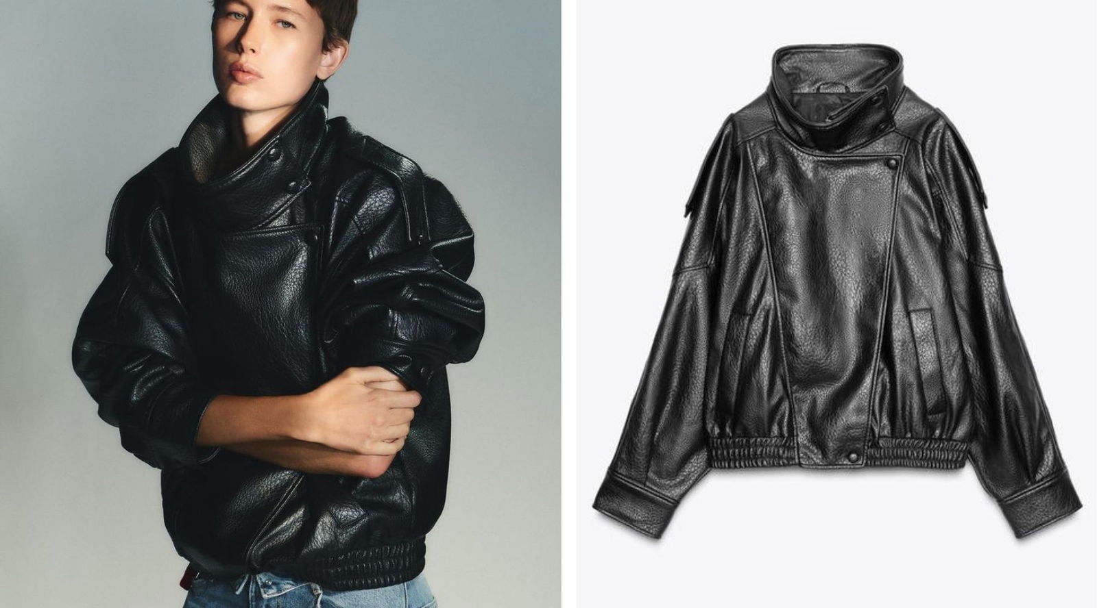 Cazadora efecto piel de Zara, el diseño oversize de 59,95€ que TikTok compara con Yves Saint Laurent | Zara