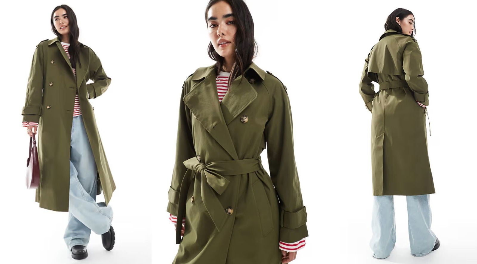 Gabardina larga en verde oliva (79,99€) | ASOS DESIGN