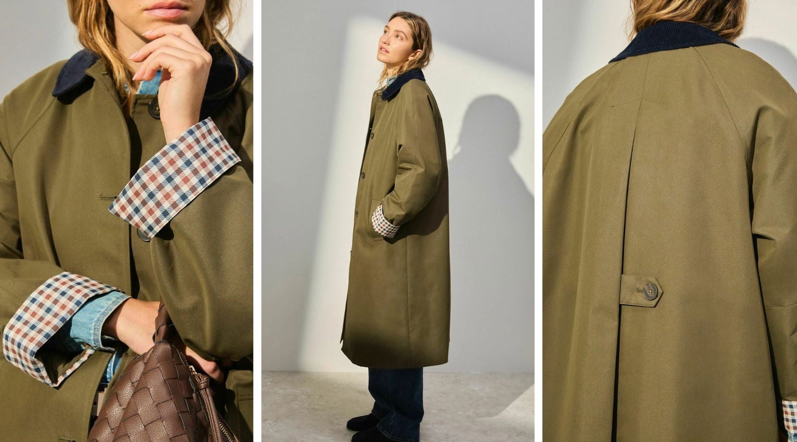 Gabardina verde caqui con cuello de pana (119€) | Next