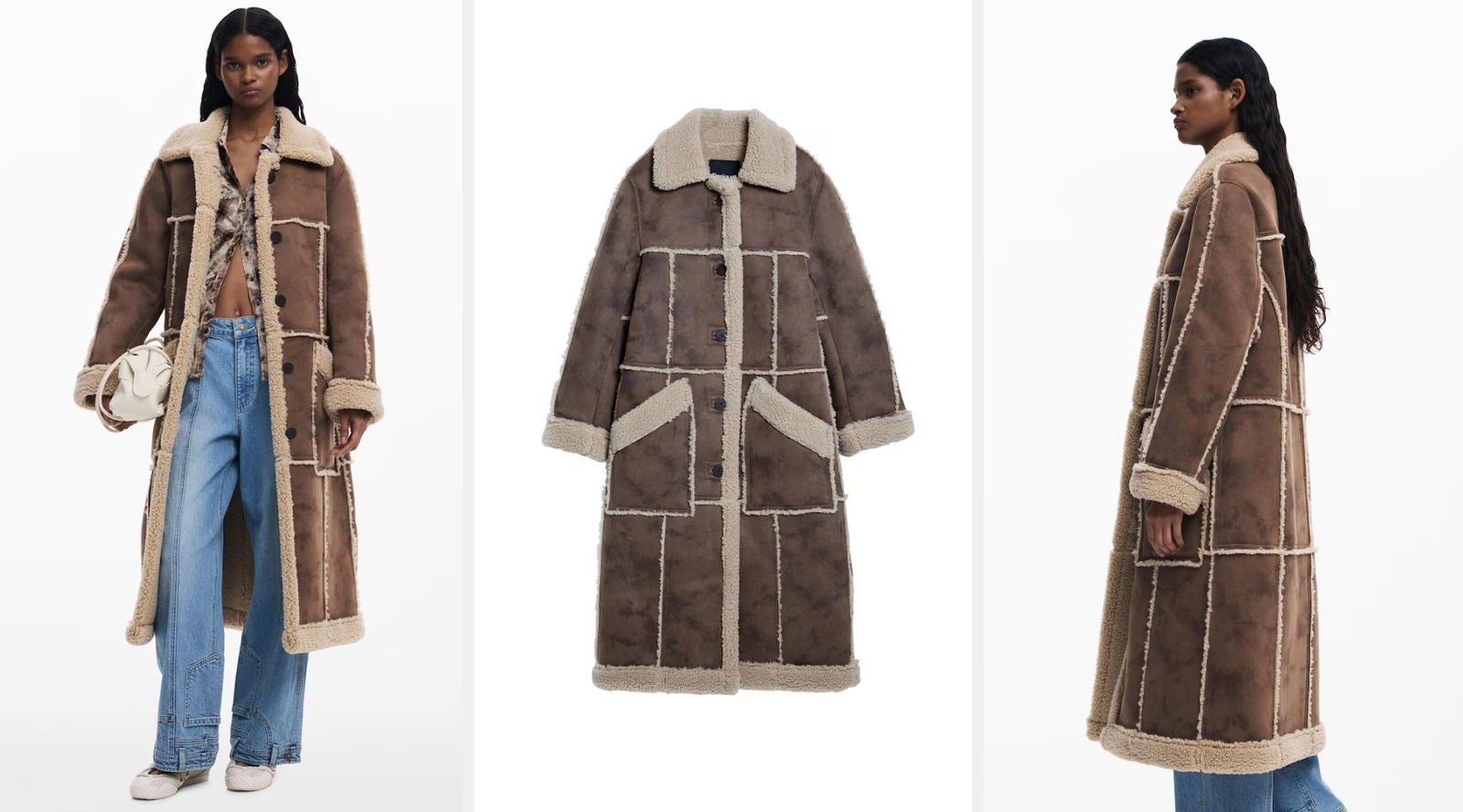 Abrigo marrón doble faz de Desigual (299€) | El Corte Inglés