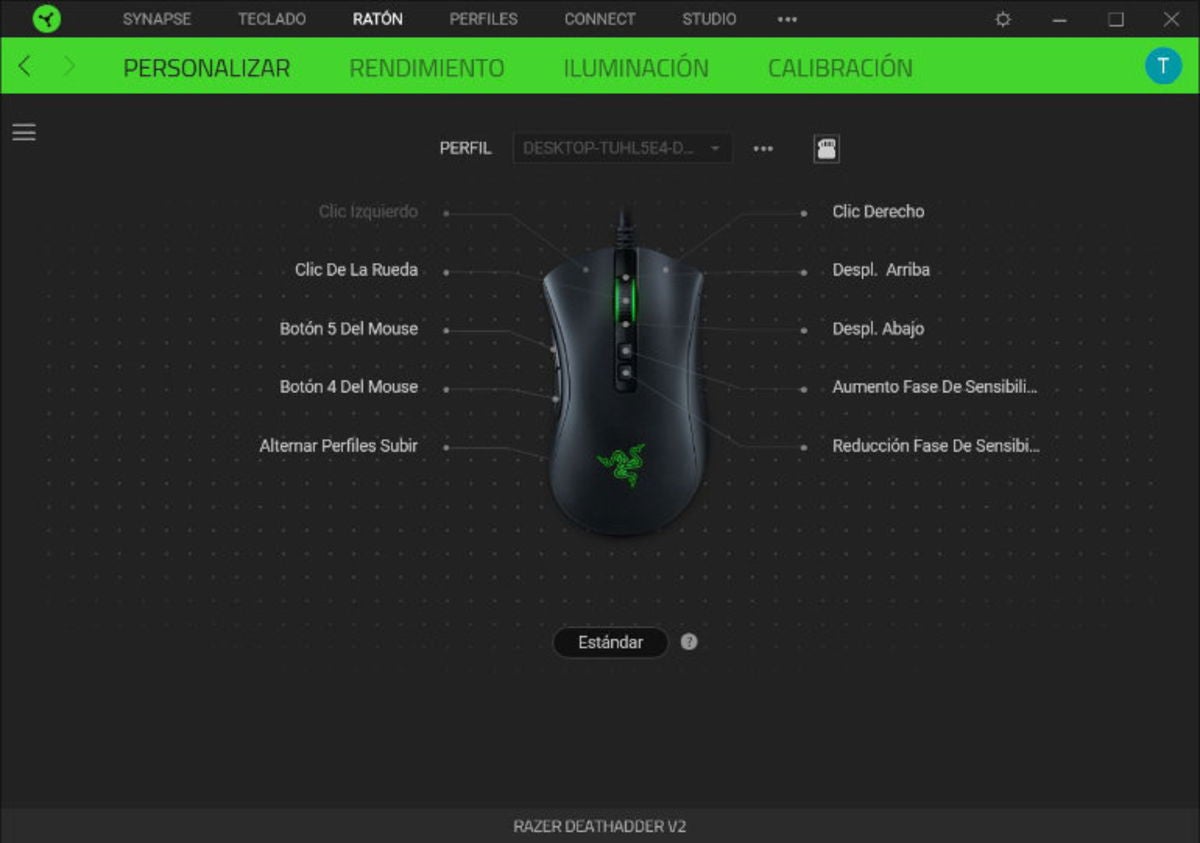 Razer Synapse permite personalizar los botones del ratón