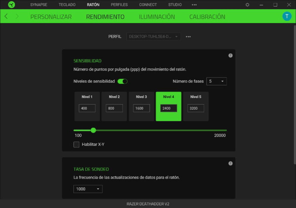Razer Synapse - sensibilidad